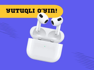 Toping Telegram канал обуначилари орасида AirPods 3 қулоқчинларини ўйнади