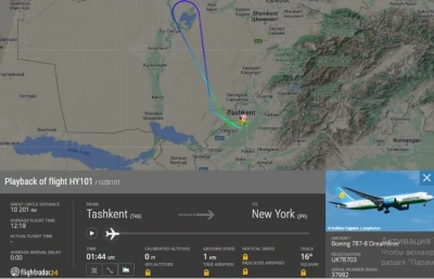 Самолет, летевший из Ташкента в Нью-Йорк вернулся. Стало известно по какой причине