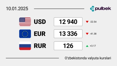 2025-yil 10-yanvar Oʻzbekistonda valyutalar kursi: dollar kursi savdoda tushib ketdi