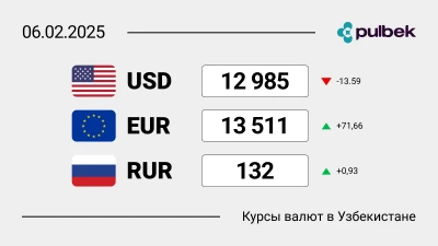 Курсы валют в Узбекистане на 6 февраля 2025: доллар вчера вырос, сегодня упал. На сколько?